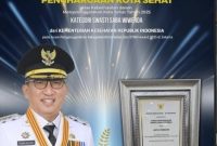 Pemerintah Kota Ternate diberi penghargaan sebagai Kota Sehat 2025 oleh Kemenkes RI. 